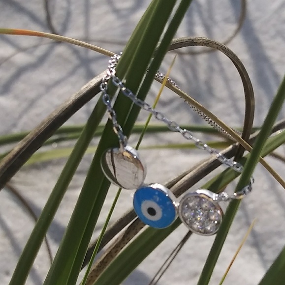 925 Jewelry - Turkish blue eye necklace. Sterling Silver 925